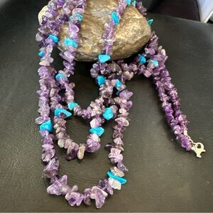 Sterling Purple Amethyst Blue Turquoise Silver Necklace 19569
